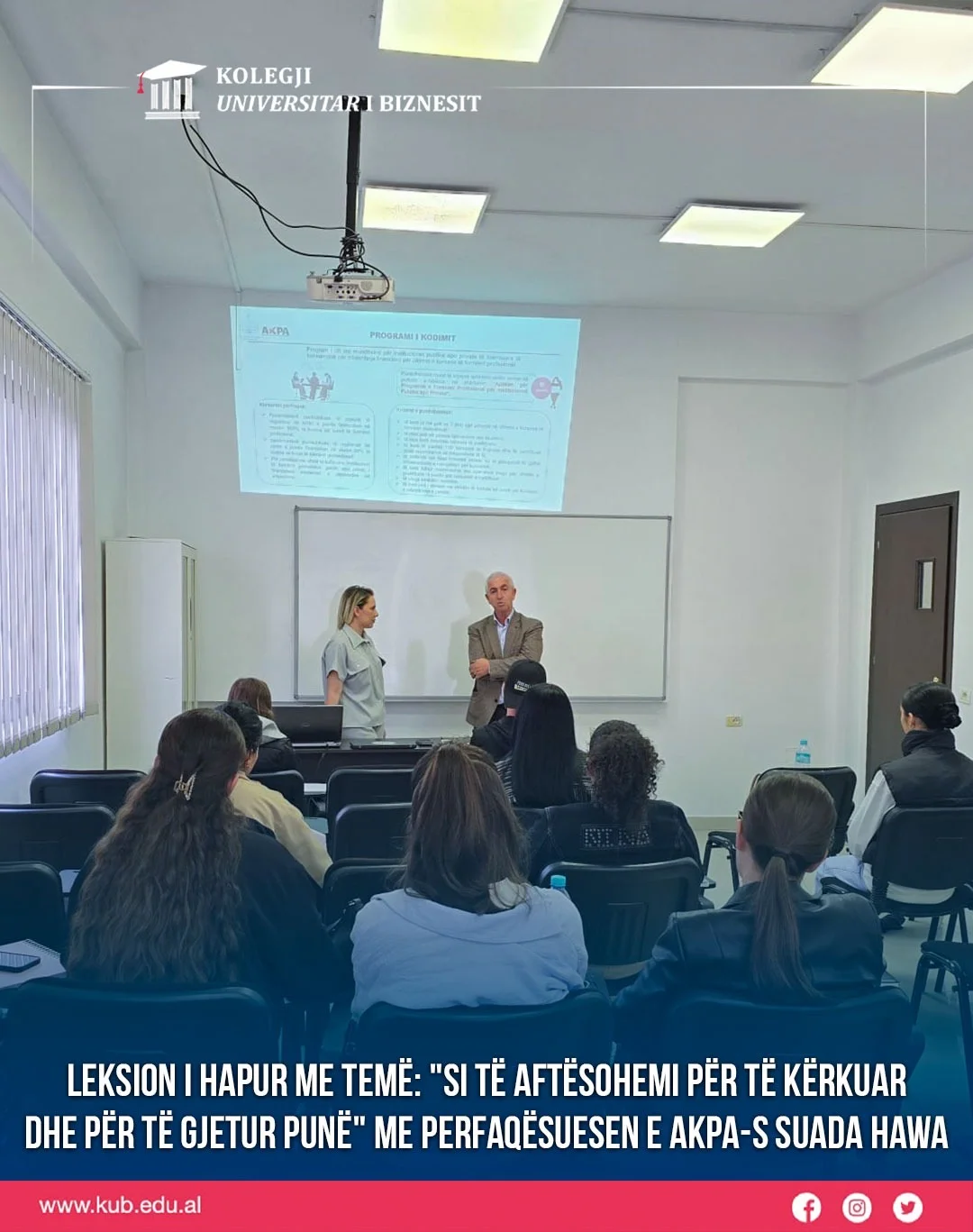 Leksion i hapur me studentët e programeve Asistent i Lartë dhe Hoteleri-Turizëm me përfaqësuesen e AKPA-s