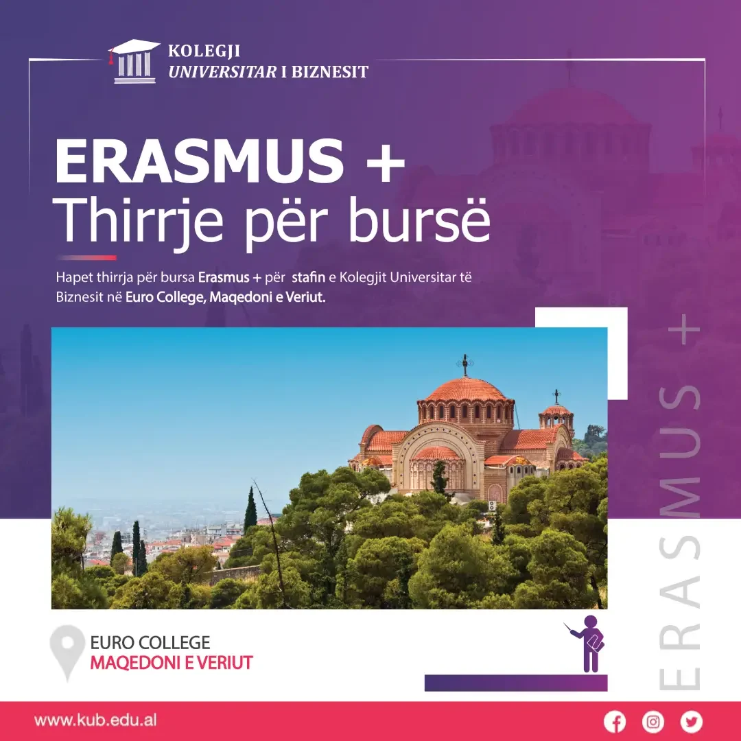 Hapet thirrja për aplikim për bursa në kuadër të programit Erasmus + në “Euro College”, Maqedoni e Veriut!
